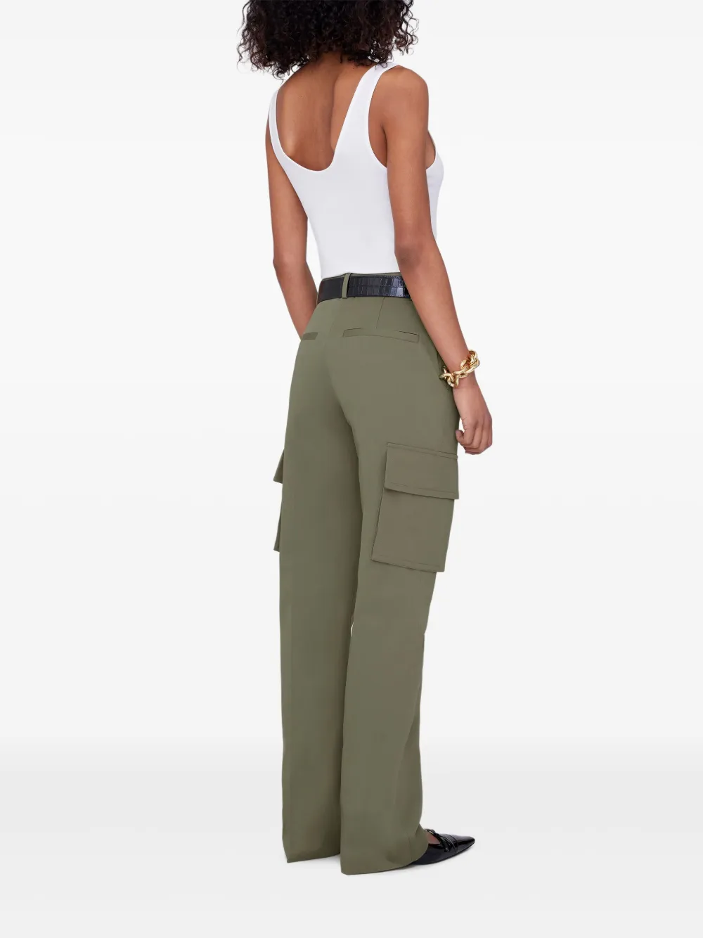 Shop Anine Bing Dayton Cargo Trousers In Green