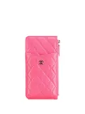 CHANEL Pre-Owned 2019 CC Quilted Caviar Flat Phone Case Wallet pouch - Pink
