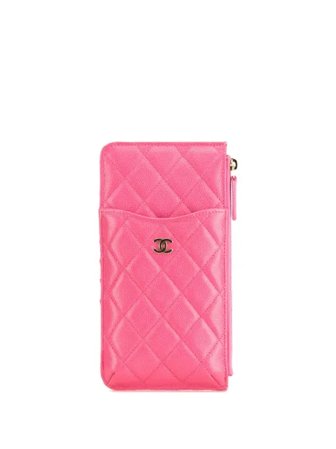 CHANEL Pre-Owned 2019 CC Quilted Caviar Flat Phone Case Wallet pouch
