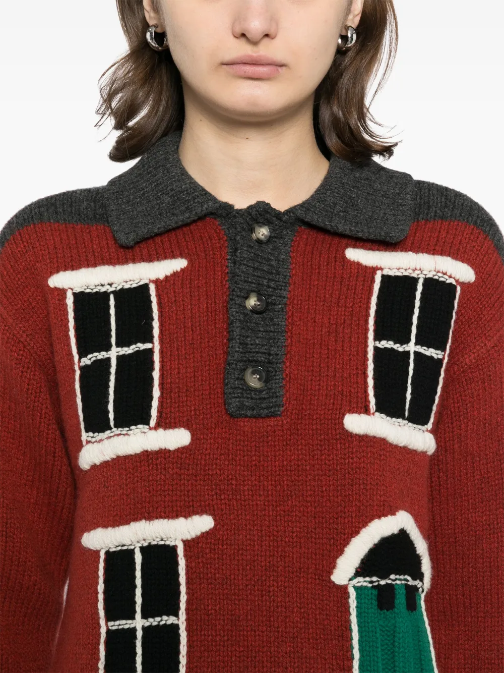 JW Anderson House intarsia polotrui Rood