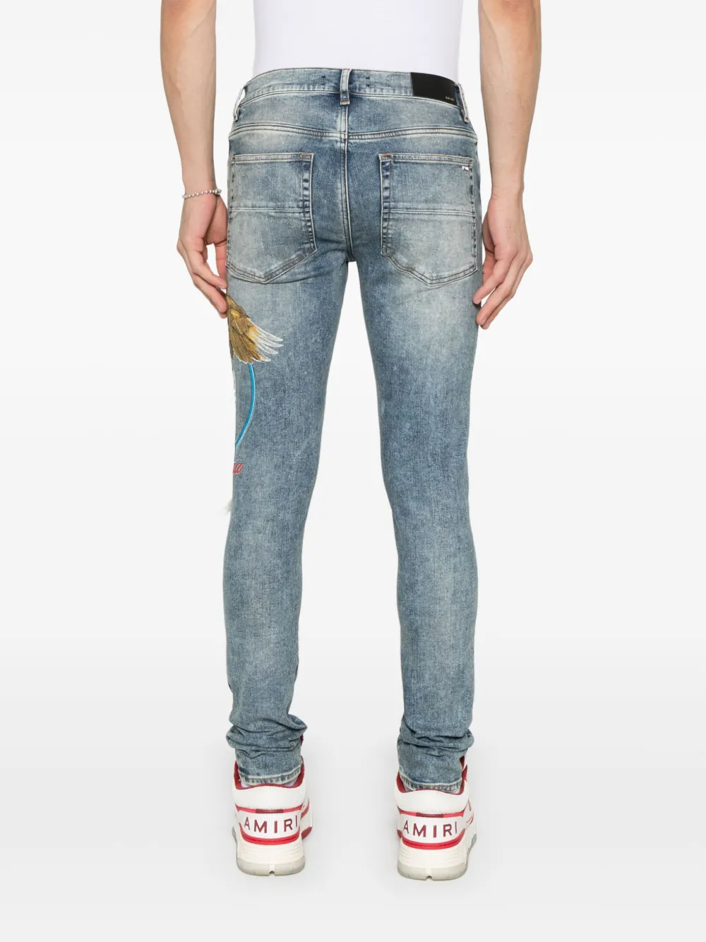 AMIRI Jeans met Pegasusprint Blauw