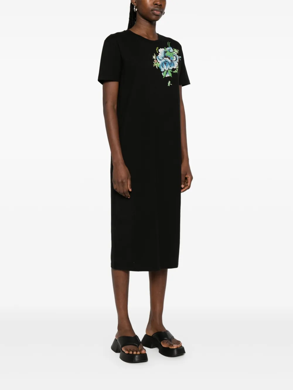 Kenzo Peonies maxi-jurk Zwart