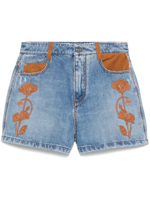 Ermanno Scervino shorts de mezclilla con detalle floral