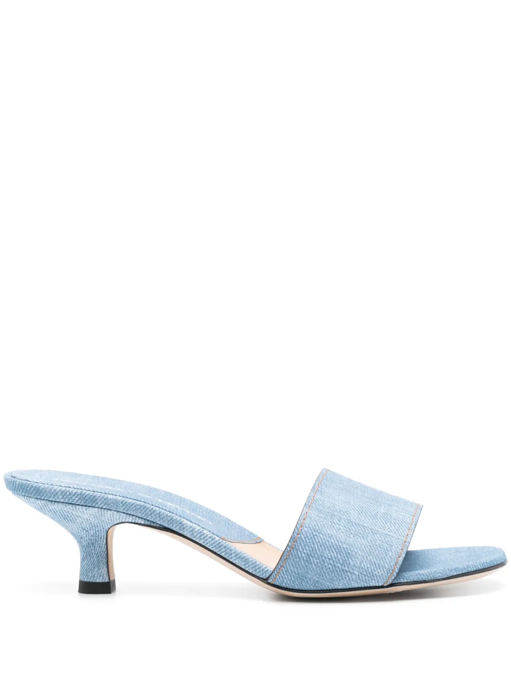 55mm denim-print mules