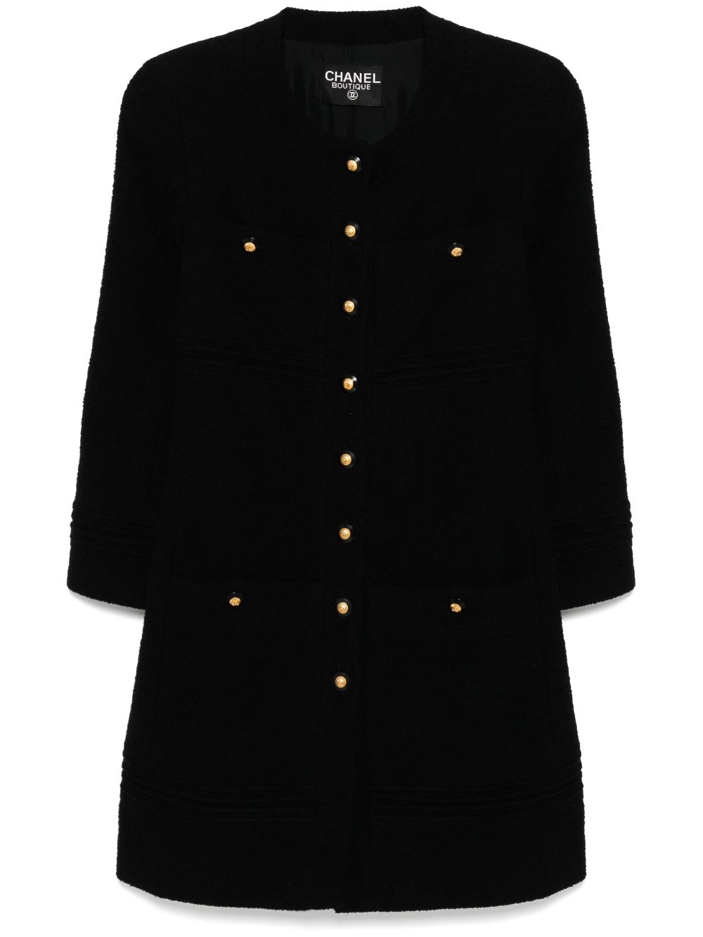 CHANEL Pre-Owned 1990s CC-mark-button coat - Black