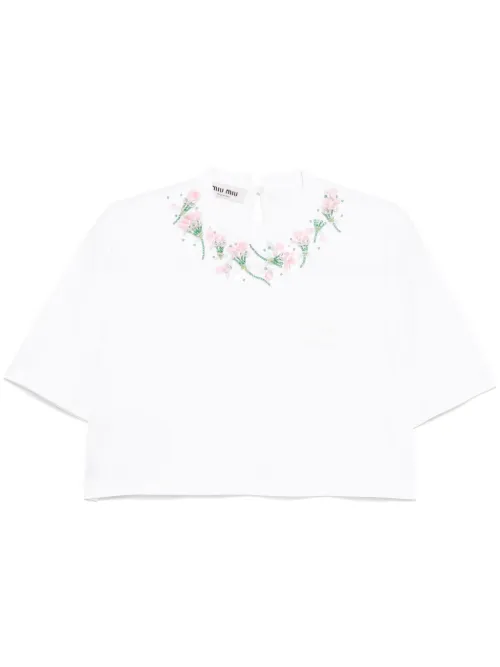 T-shirt à fleurs (2021) - Miu Miu Pre-Owned - Modalova