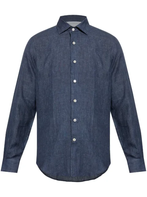 Eleventy Camisa de linho mangas longas