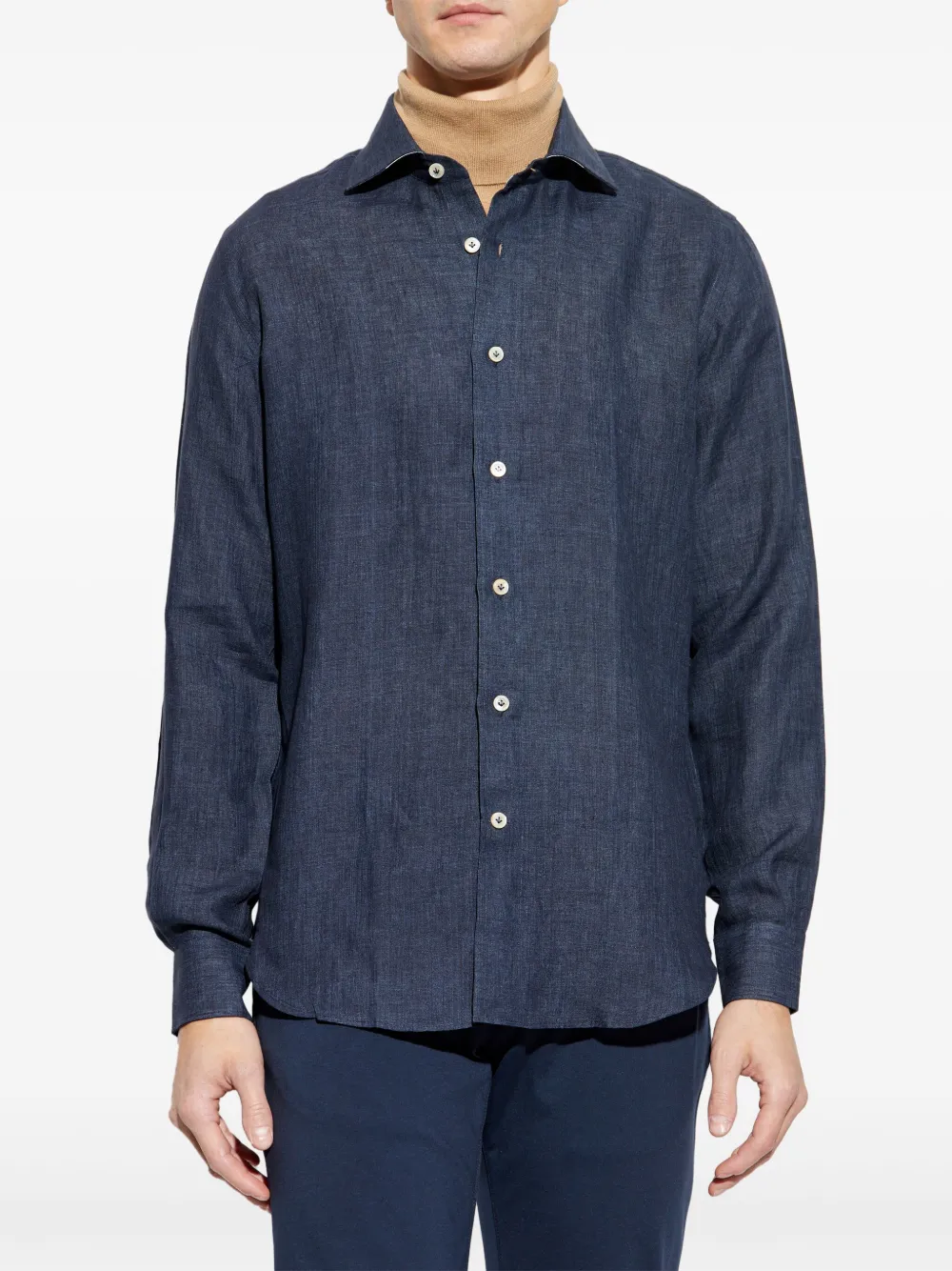 Eleventy Linnen overhemd Blauw