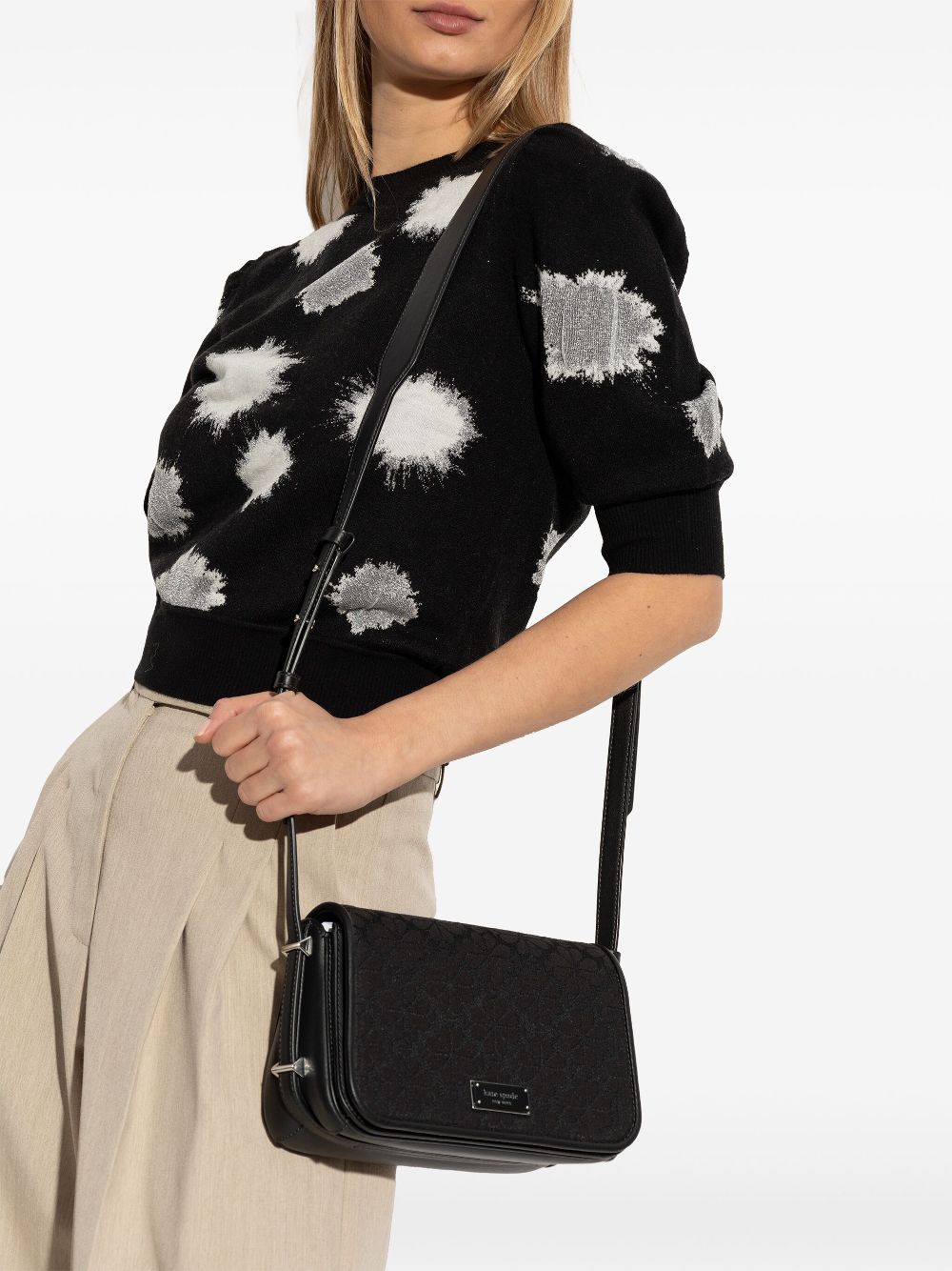 Kate Spade floral-jacquard crossbody bag - Black