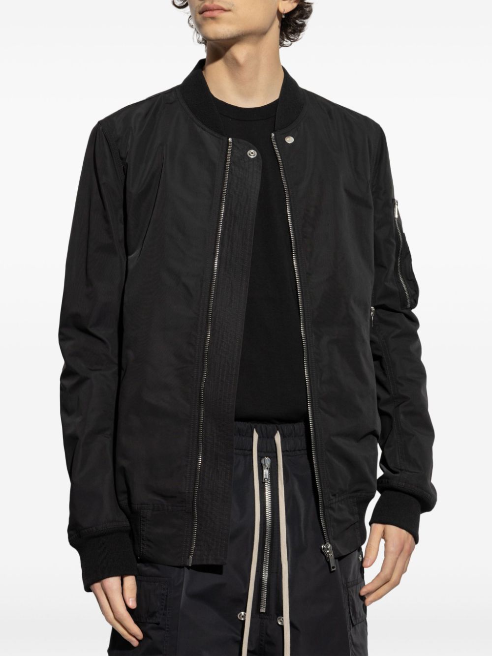 Rick Owens zip-up flight jacket - Zwart