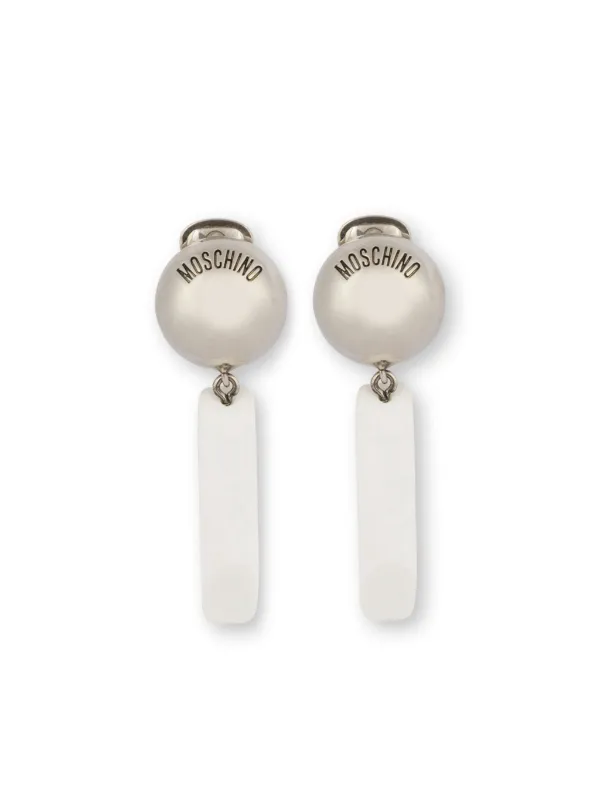 Moschino Drop Clip-on Earrings in White