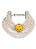 Moschino Smiley pearl necklace - White
