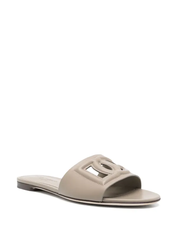 VIP【送料関税込】DOLCE&GABBANA DG LOGO LEATHER FLAT SANDALS Dolce & Gabbana DG-logo Leather Sandals | White | FARFETCH