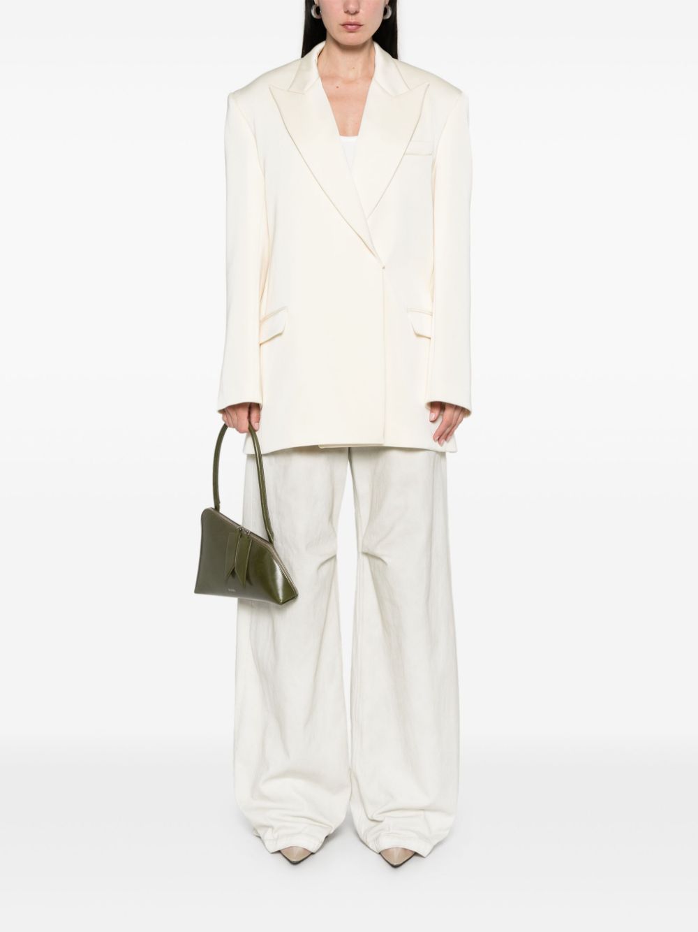 David Koma tailored satin blazer - Neutrals