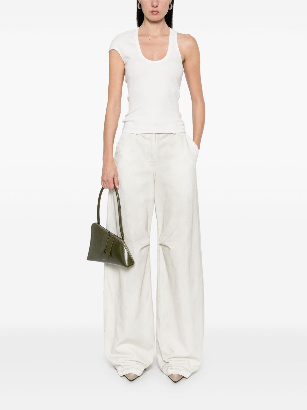 David Koma asymmetric-sleeve tank top - White