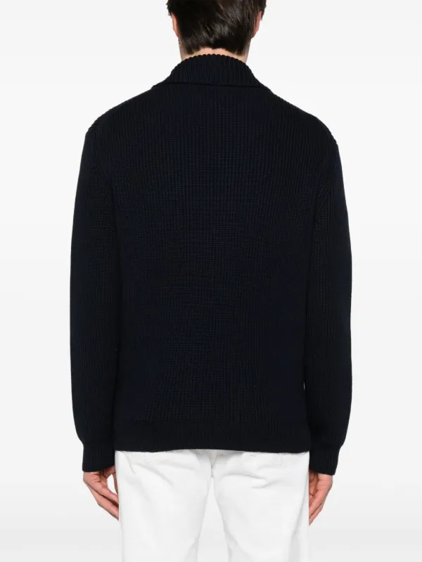 TOM FORD ブラック リブ編み カーディガン
