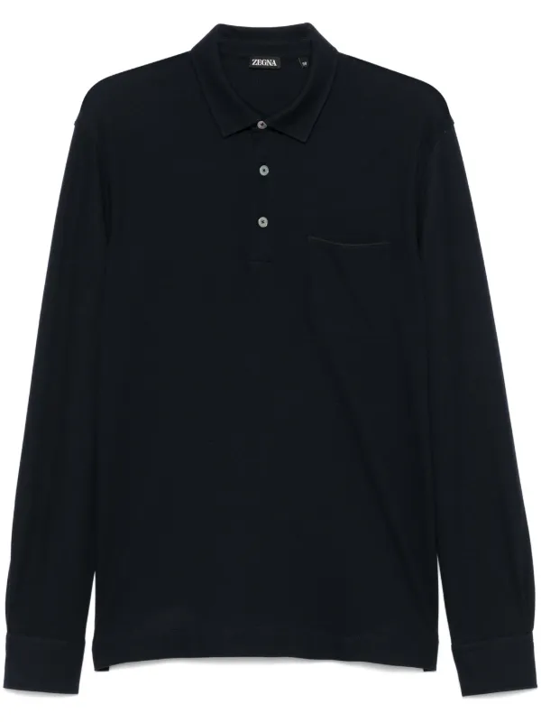 Zegna Cotton Polo Shirt in Blue