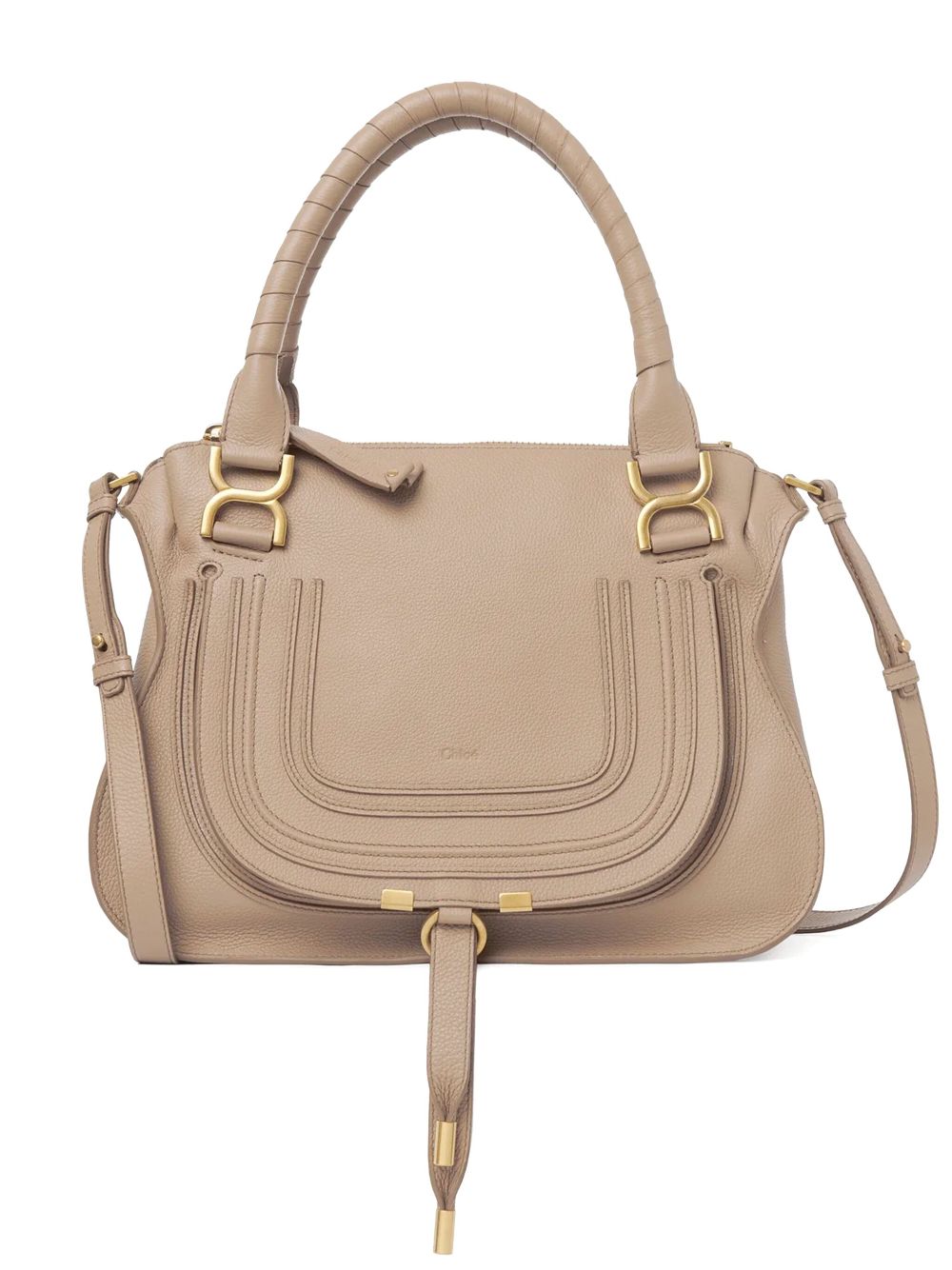 Chloé Marcie Small Double Carry Bag In Neutrals