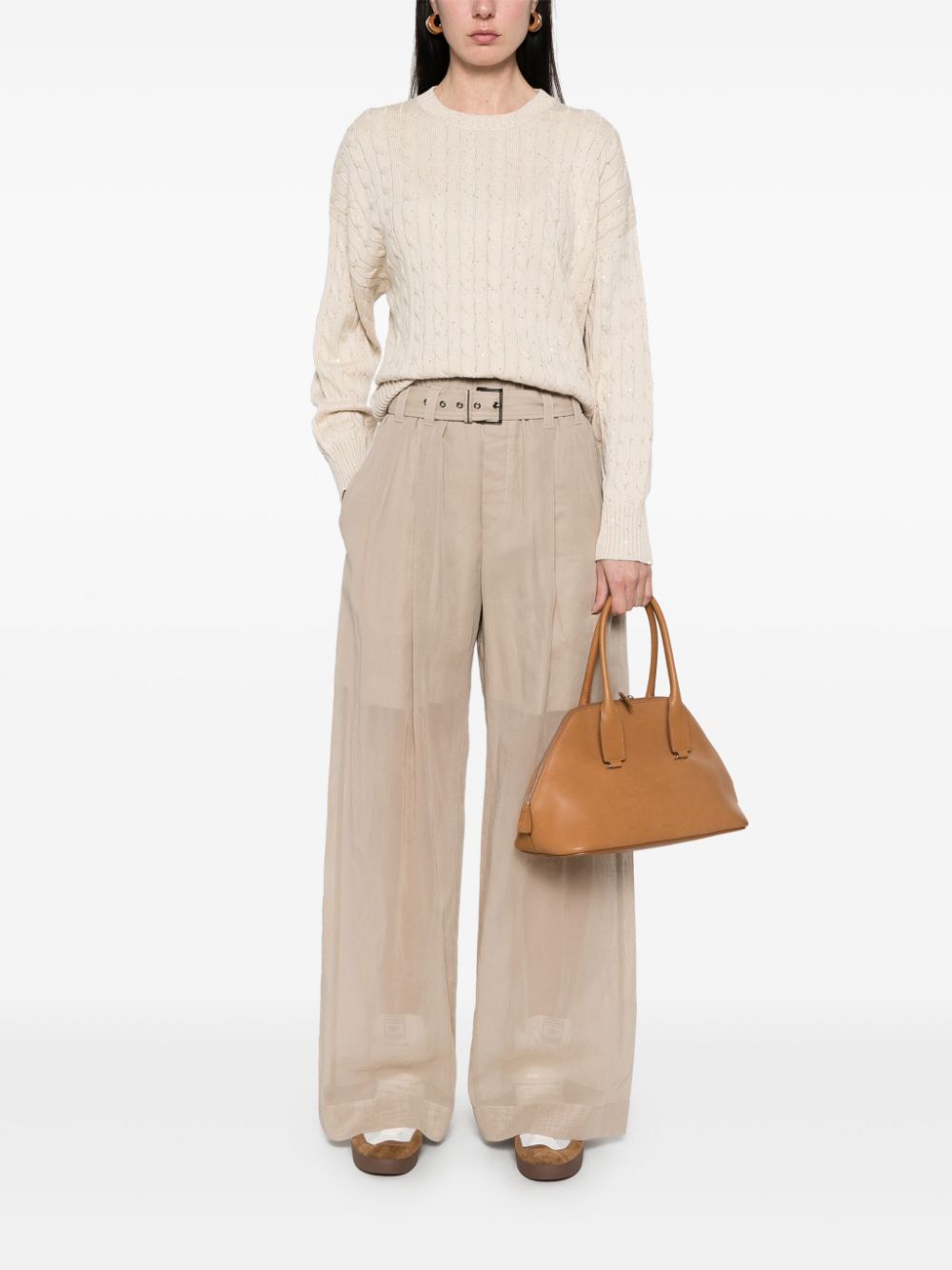 Brunello Cucinelli Trui verfraaid met pailletten - Beige