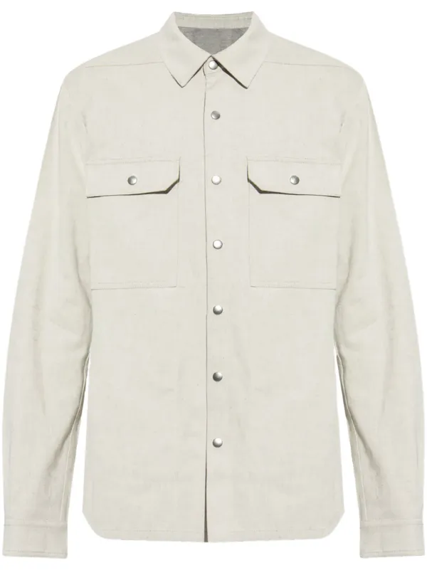【Rick Owens】フード付きコットンシャツ Rick Owens flap-pocket Shirt Jacket | Neutrals | FARFETCH GE
