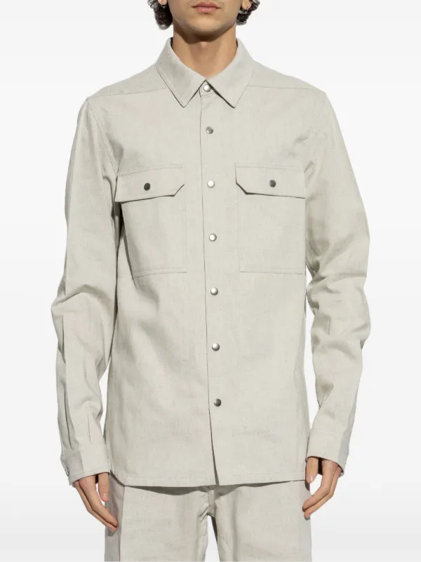 【Rick Owens】フード付きコットンシャツ Rick Owens flap-pocket Shirt Jacket | Neutrals | FARFETCH GE