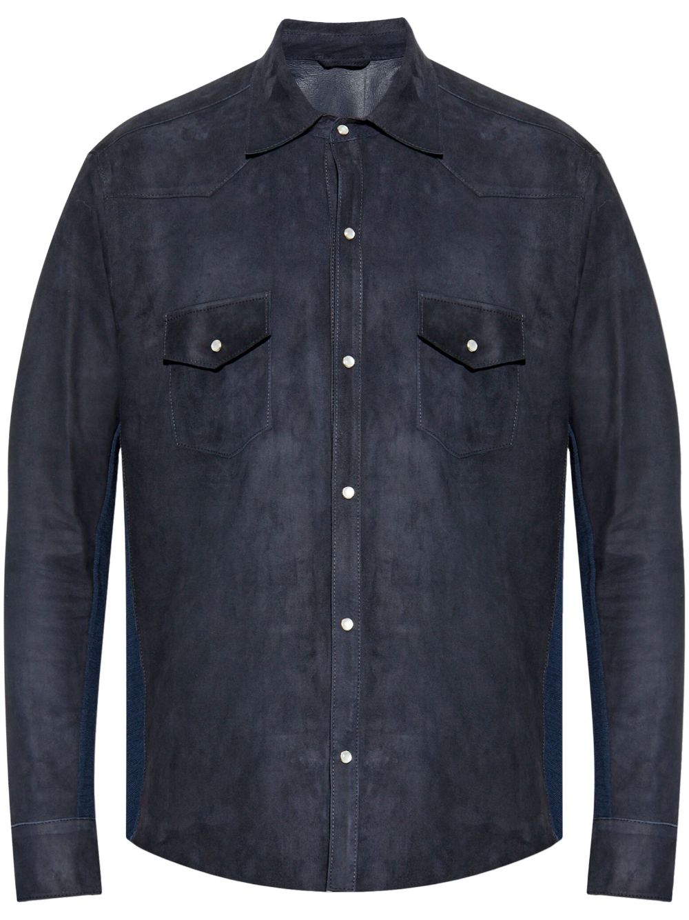 Eleventy Suède shirtjack Blauw