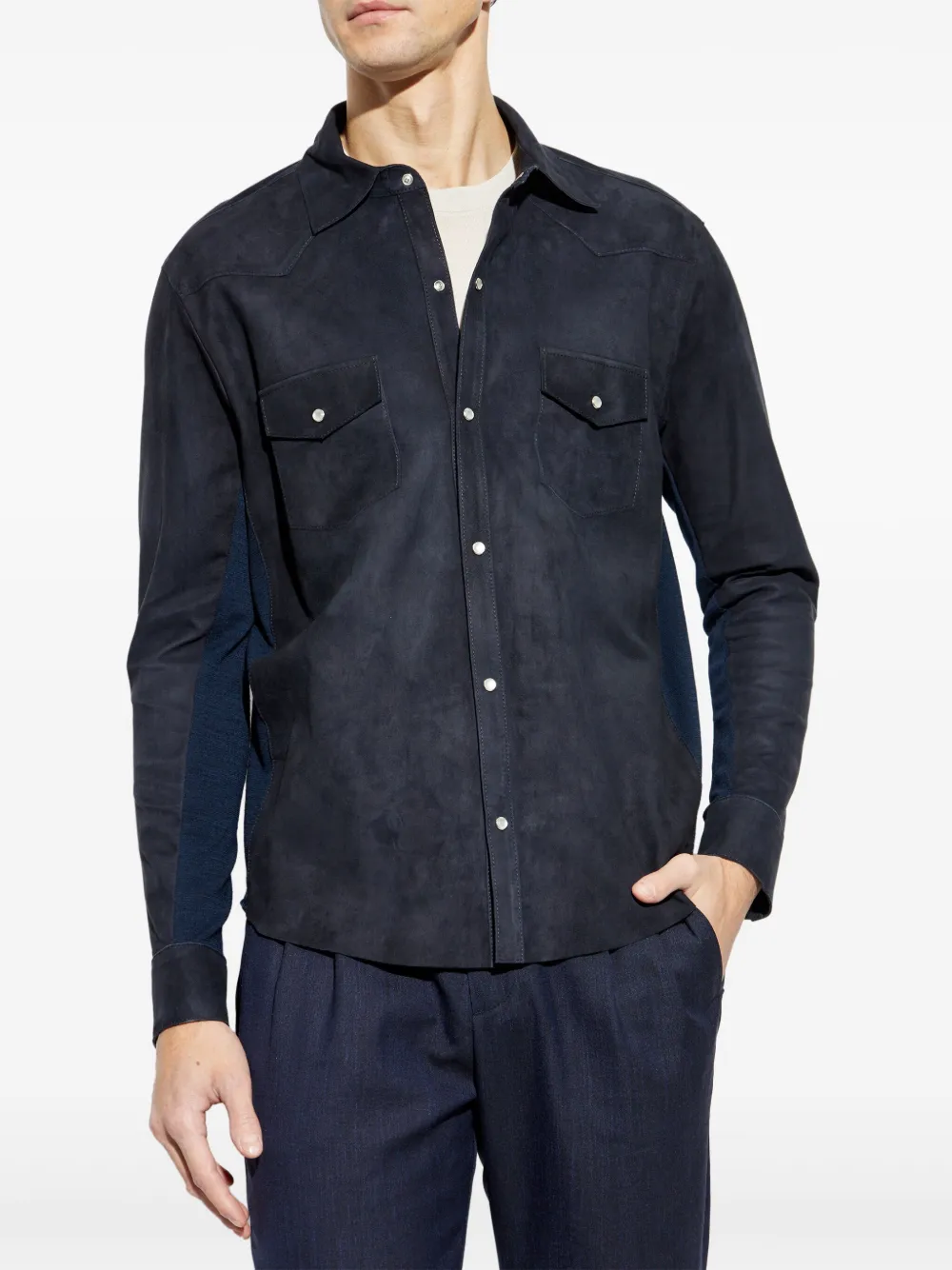 Eleventy Suède shirtjack Blauw