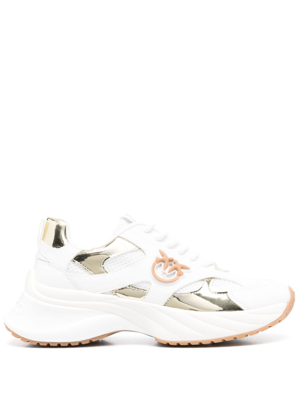 PINKO logo-patch mirror-detailed sneakers White