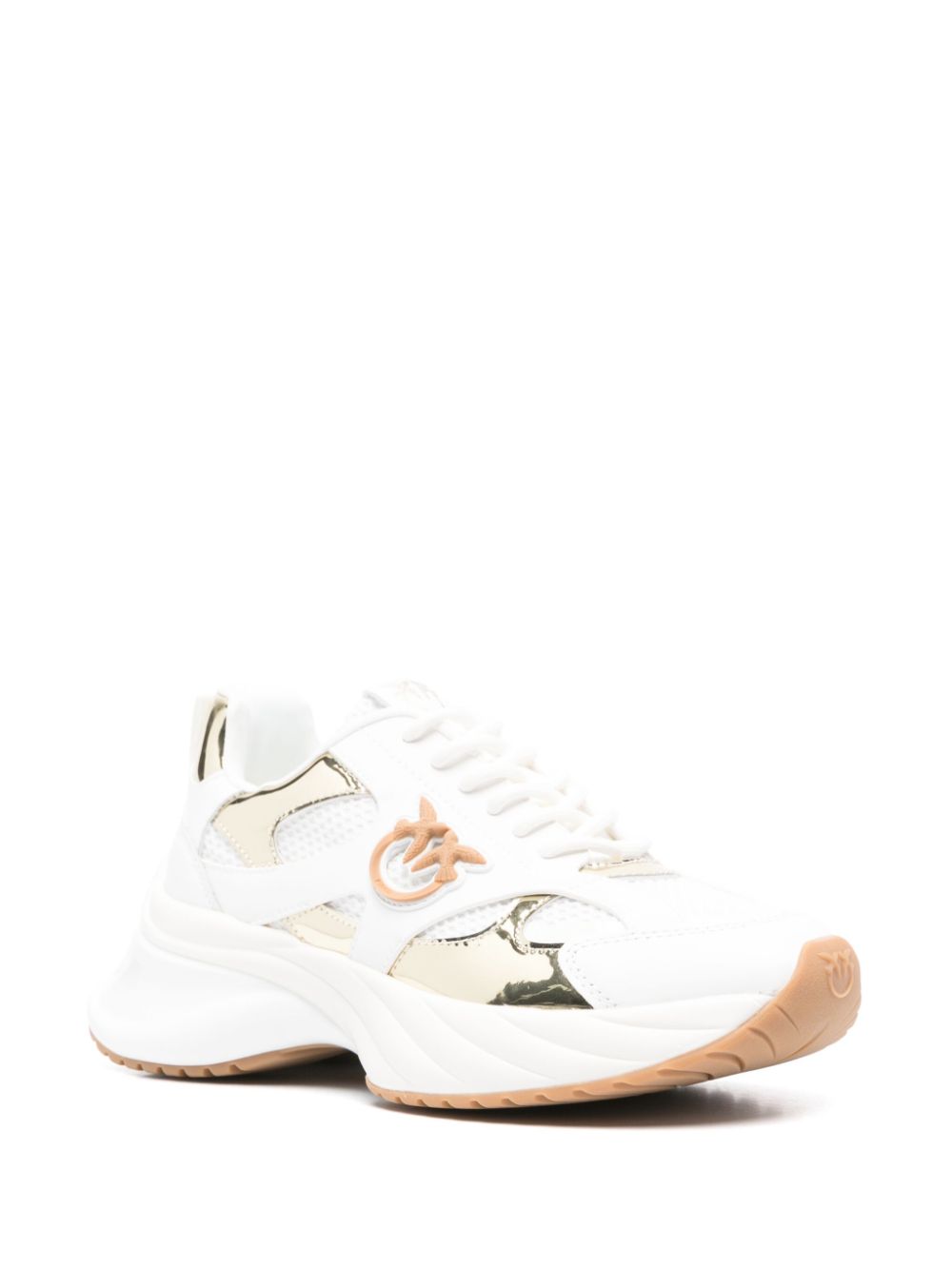 PINKO logo-patch mirror-detailed sneakers - Wit