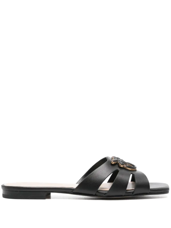 サンダル・ミュール PINKO Women Sandals SD0317P001Z99 Black Sandals with woven straps and metal details