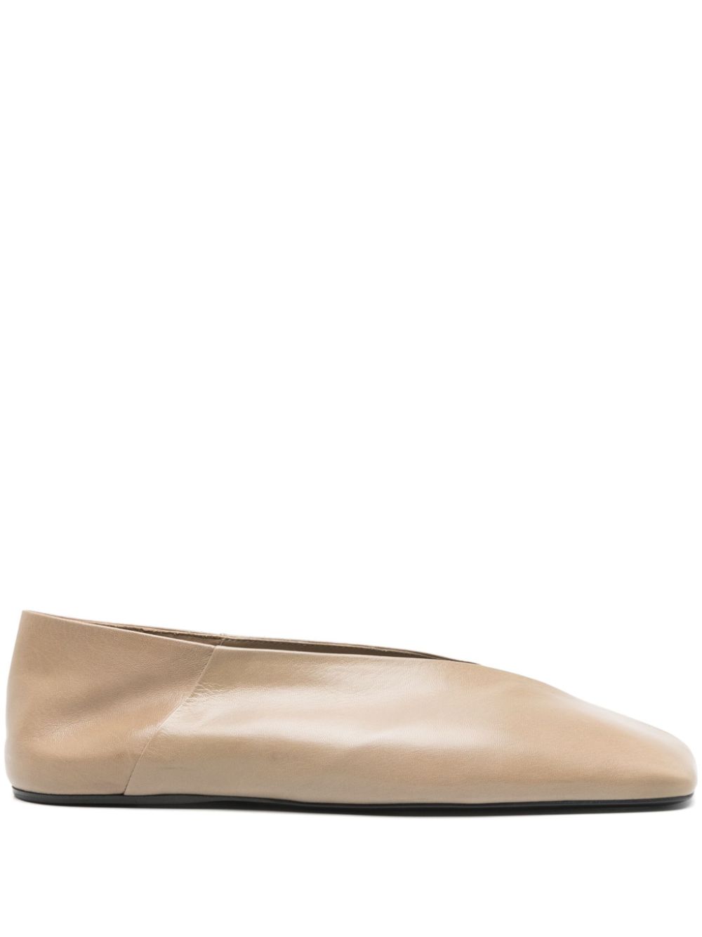 Jil Sander Leren ballerina's Beige