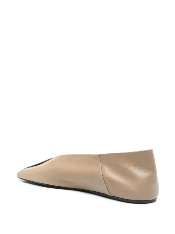 【送料&関税込】Jil Sander Ring Leather Ballet Flats JIL SANDER Ring whipstitch-trimmed leather ballet flats