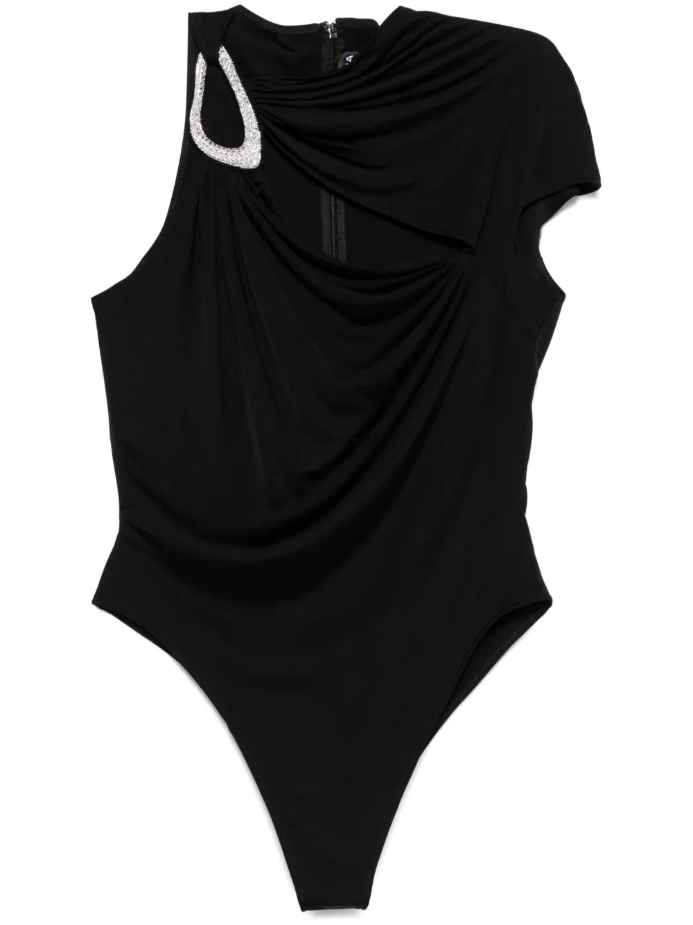 DAVID KOMA CRYSTAL-BUCKLE BODYSUIT 