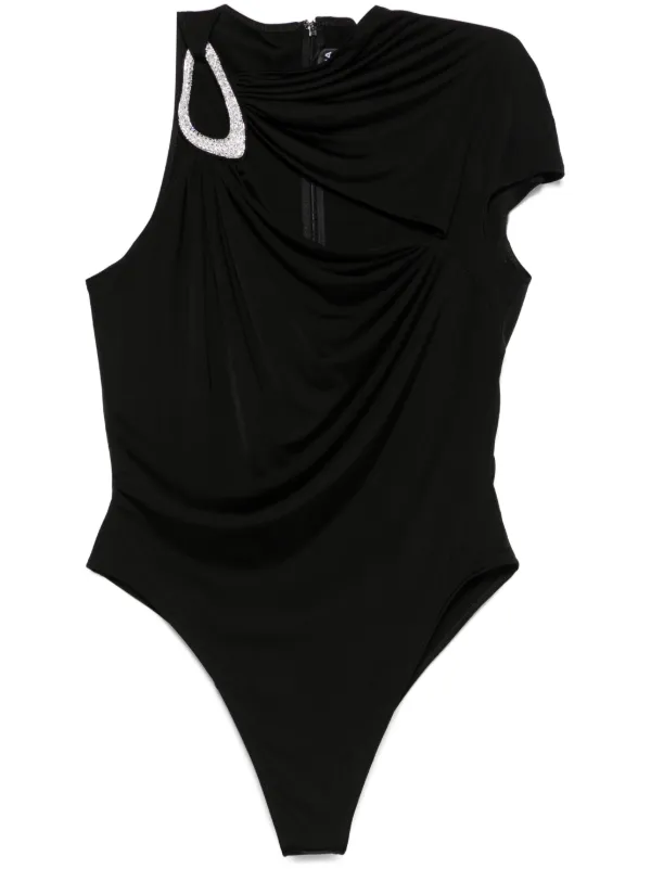 David Koma Crystal-buckle Bodysuit in Black