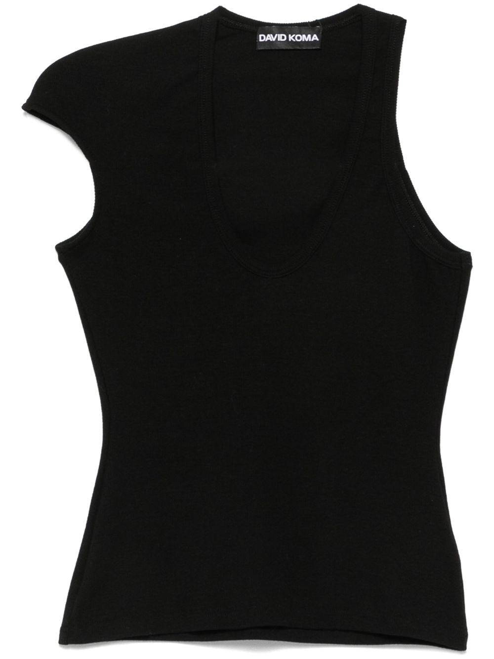 David Koma asymmetric-sleeve tank top - Black