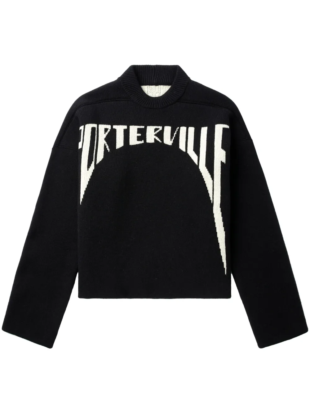 Rick Owens Intarsia-knit Logo Jumper In Black