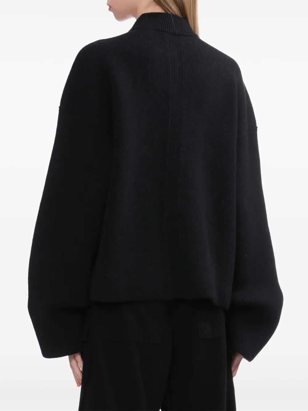 Rick Owens Intarsia-knit Logo Jumper In Black