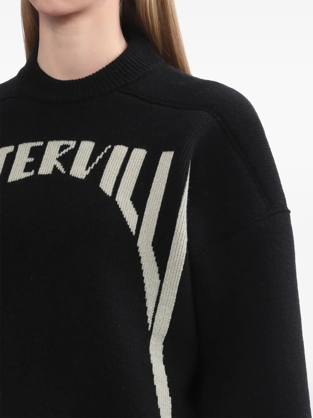Rick Owens Intarsia-knit Logo Jumper In Black
