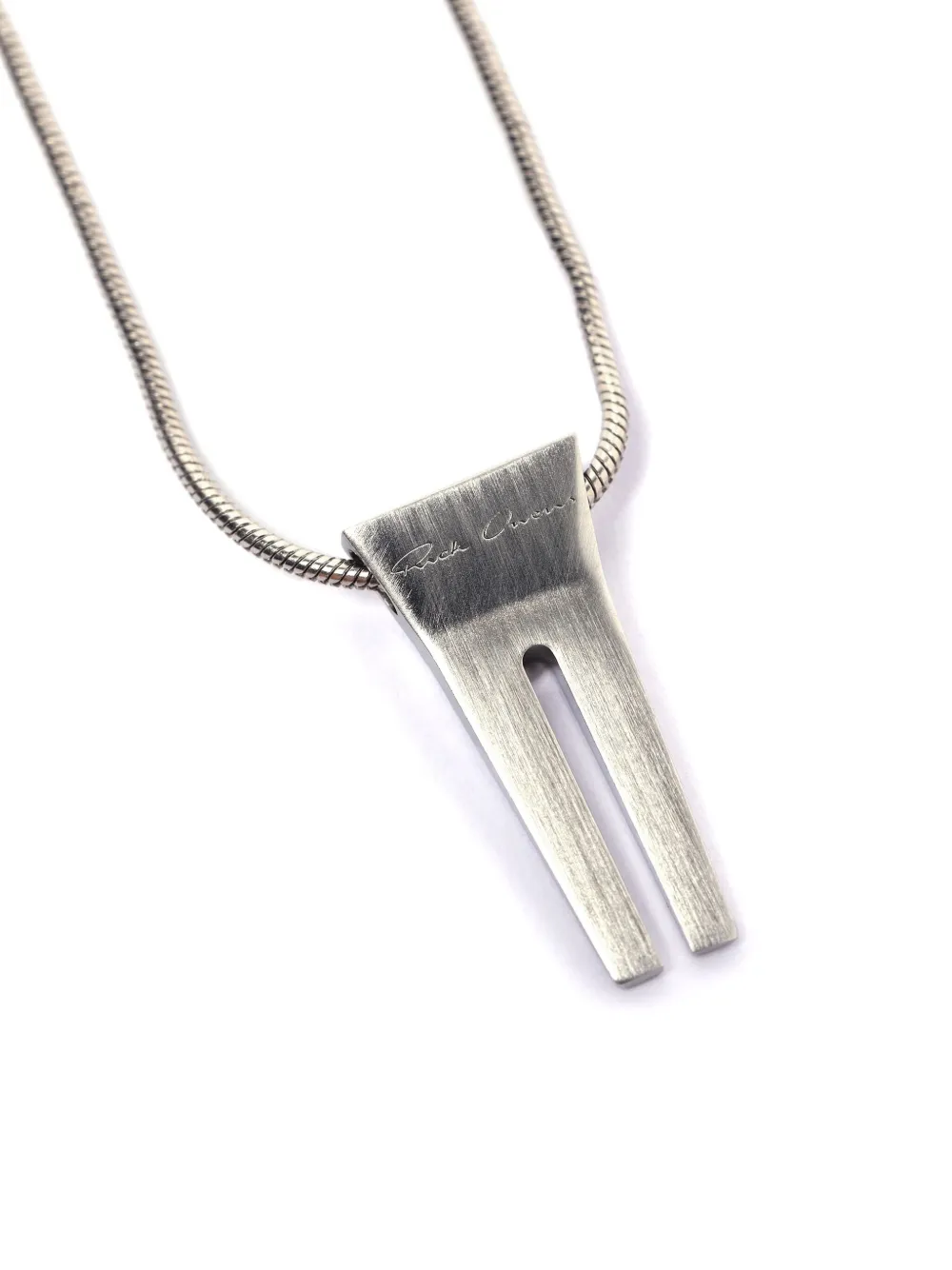 Rick Owens Open Trunk Charm Necklace In Silver