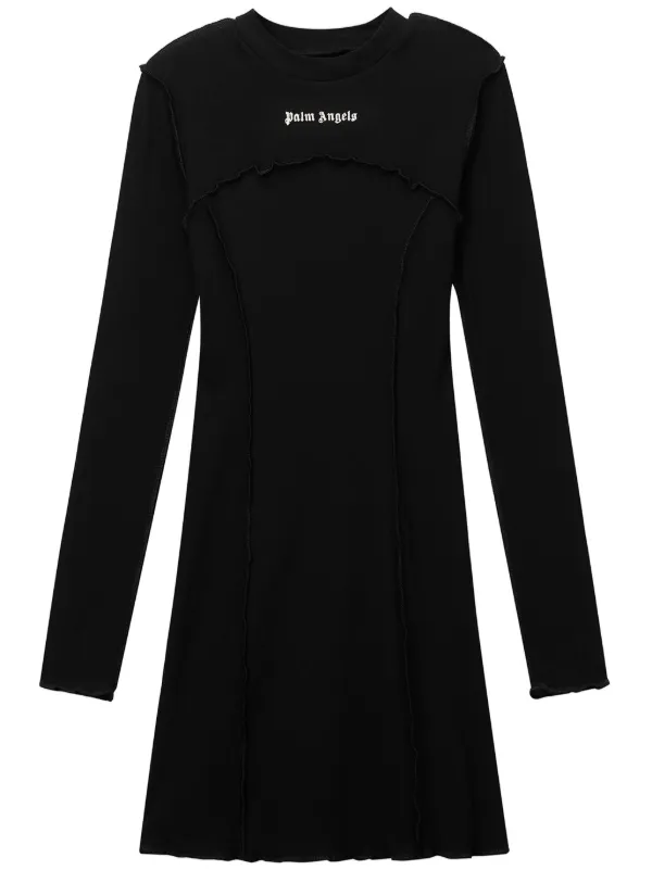 palm angels mini dress Palm Angels Ribbed Logo Dress