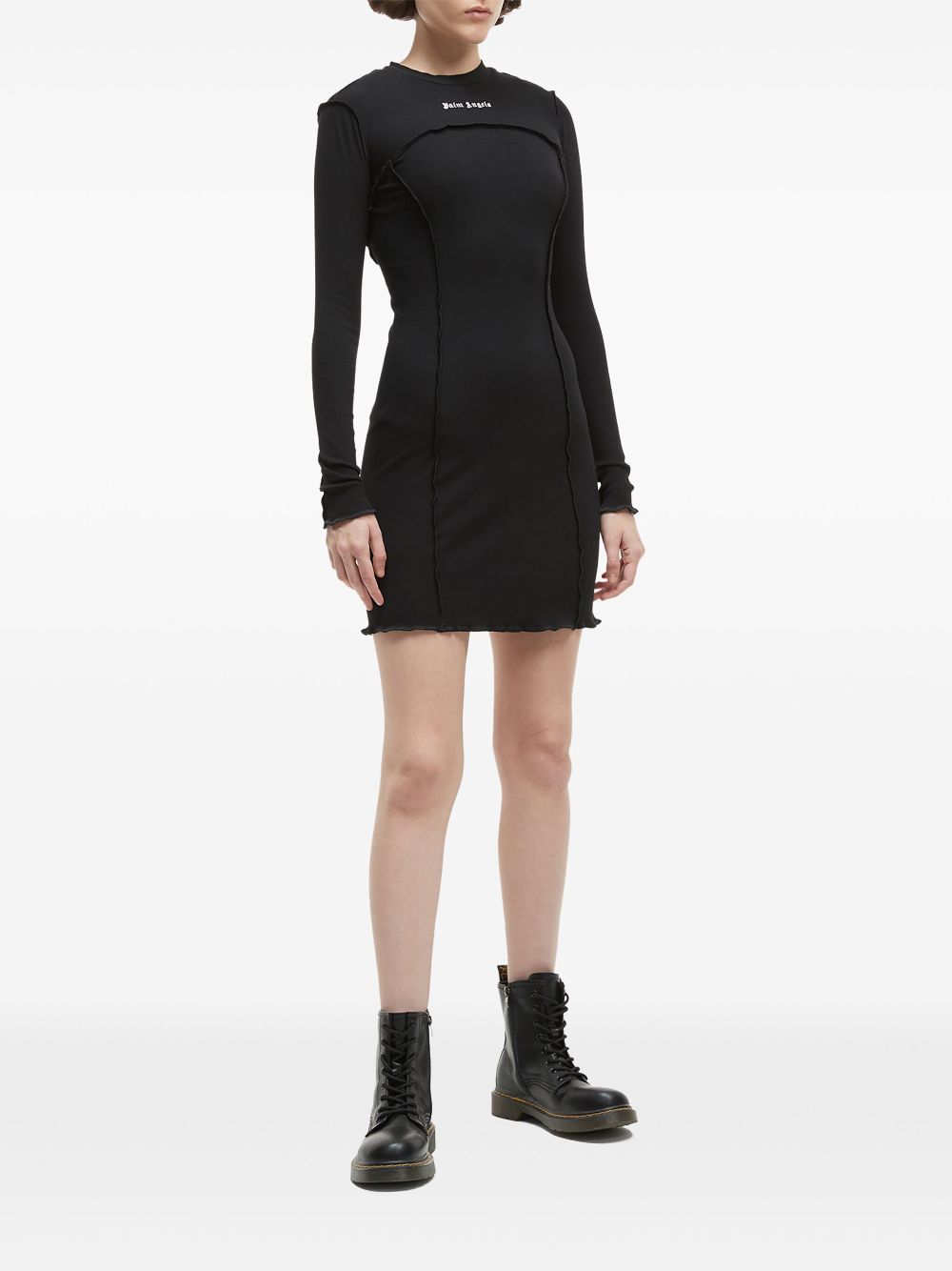 Palm Angels logo ribbed mini dress - Zwart