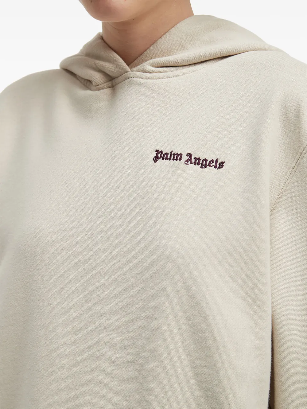 Palm Angels Hoodie met geborduurd logo Beige
