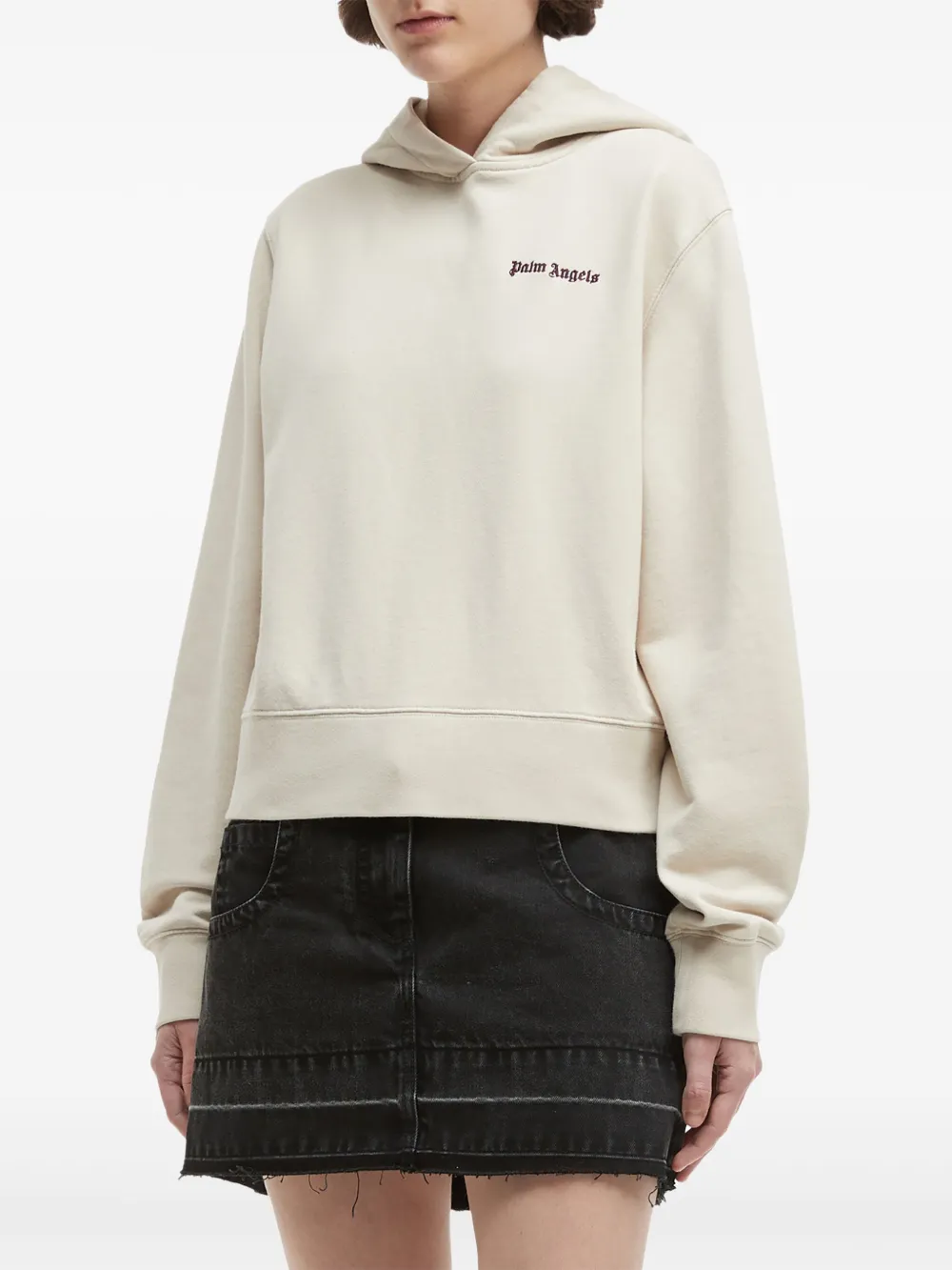 Palm Angels Hoodie met geborduurd logo Beige