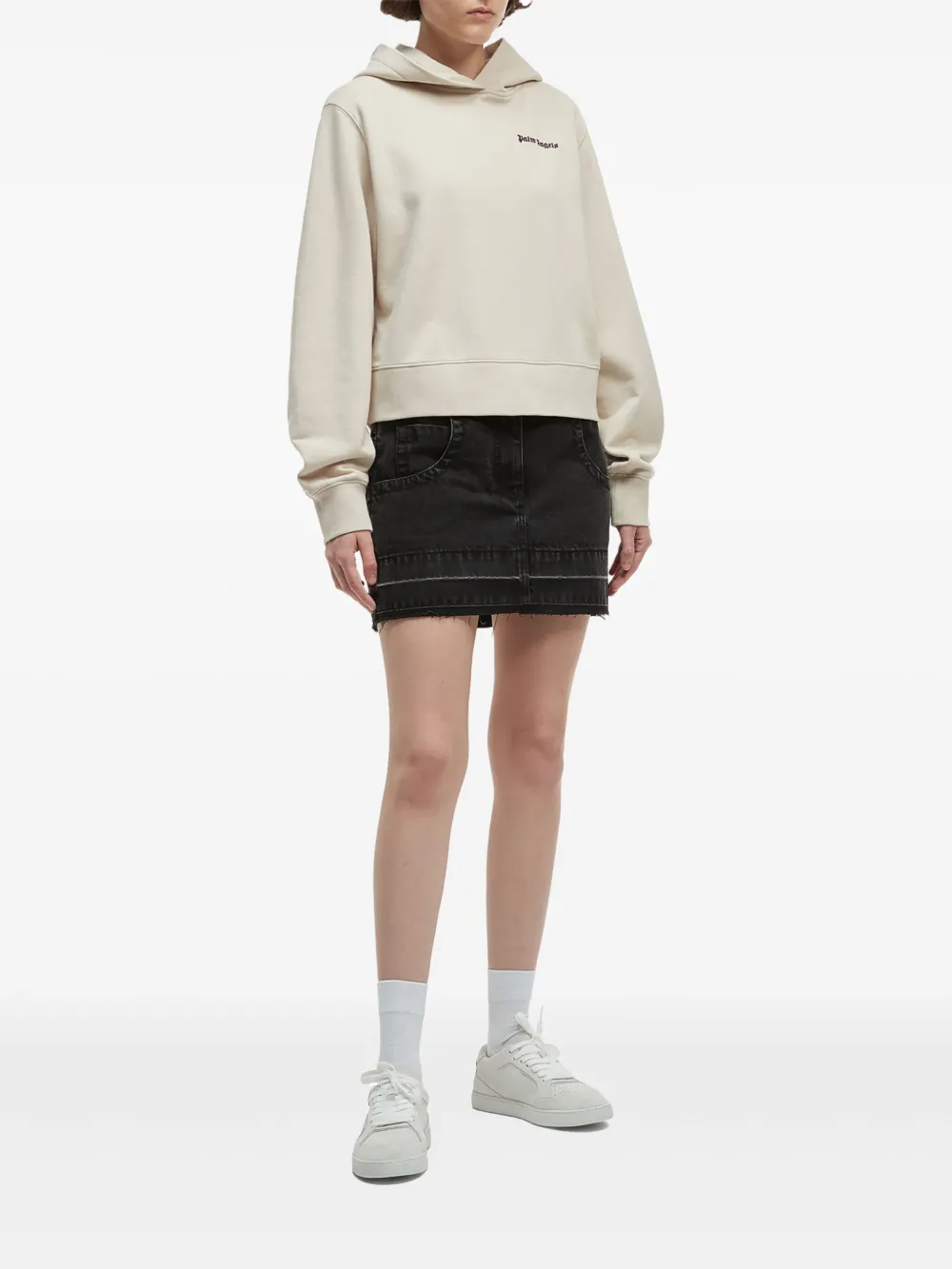 Palm Angels Hoodie met geborduurd logo Beige