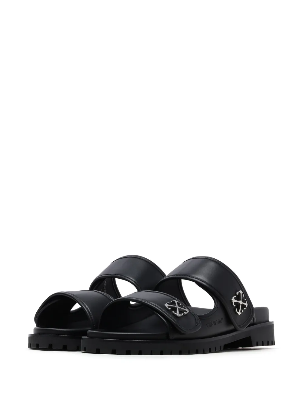 Off-White Slippers met pijlprint - Zwart