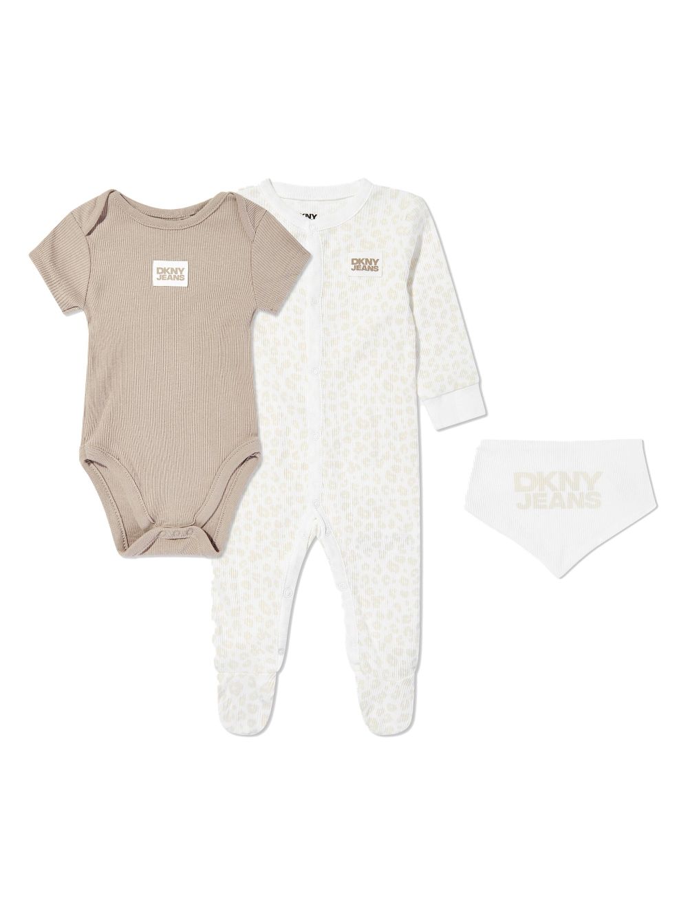 Dkny Kids logo-patch babygrow set - Neutrals