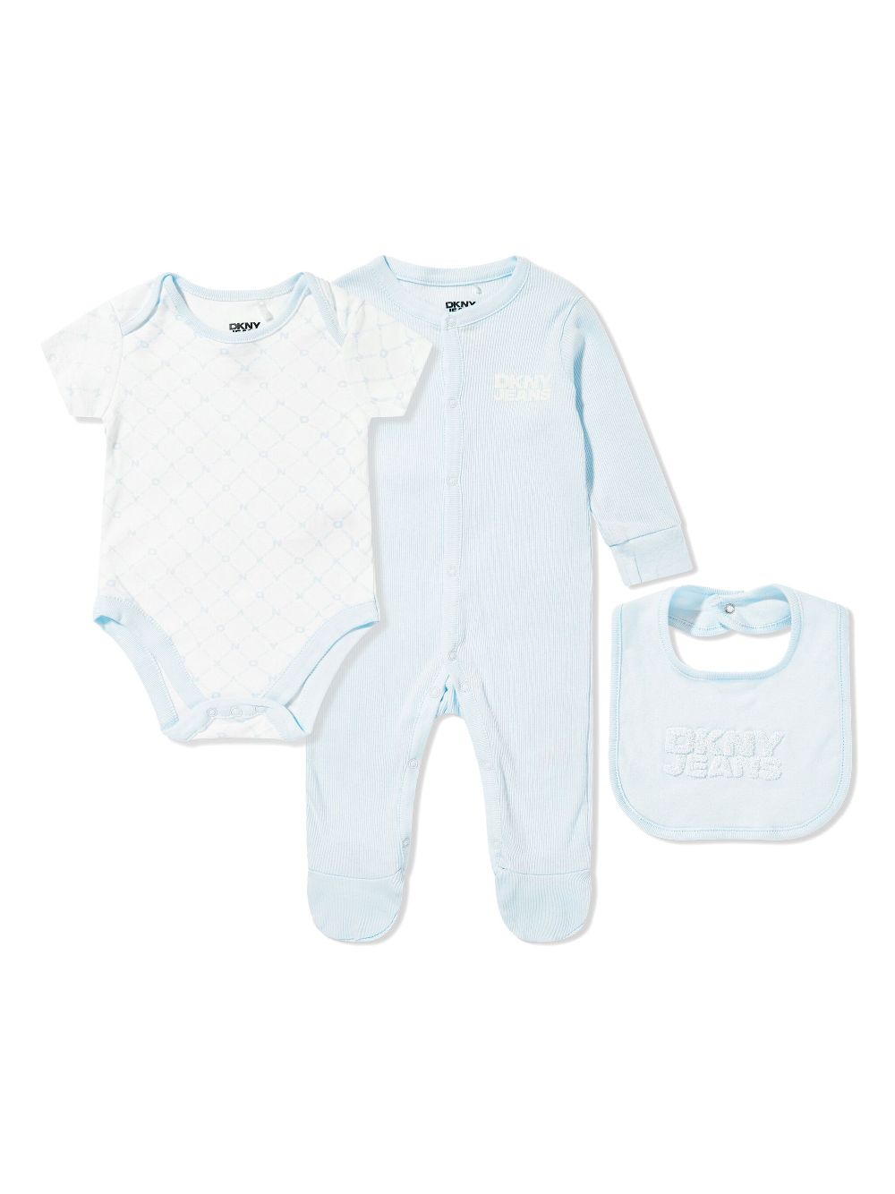 Dkny Kids fine-ribbed babygrow set - Blue