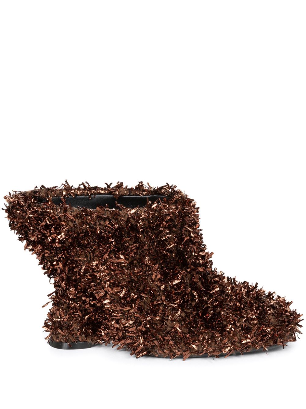 DRIES VAN NOTEN 105mm Metallic wedge mules Brown