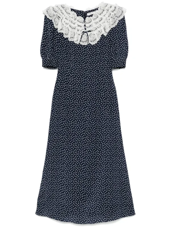 ワンピース ALESSANDRA RICH Polka dot dress ALESSANDRA RICH Ruffled polka-dot silk crepe de chine midi