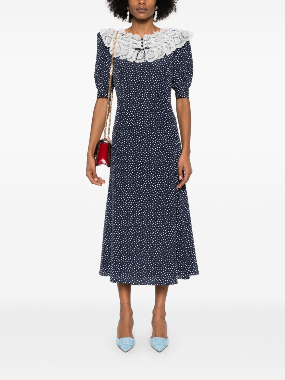 Alessandra Rich polka-dot maxi dress - Blauw